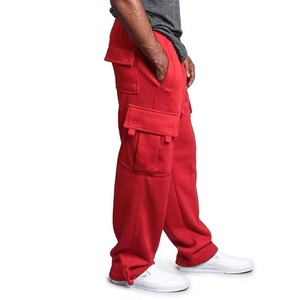 Custom Lightweight Cotton Sweatpants Mid Waist Straight Cargo Jogger Pants for Gym Sports Wholesale - Product Image 4