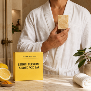 Barra Limpiadora de Belleza con Limón, Cúrcuma y Ácido Kójico para una Piel con Apariencia Fresca, Empaque con Logotipo Personalizado, Exportador y Proveedor de Jabón al por Mayor - Product Image 1