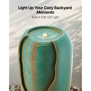 Fuente de Agua en Cascada de Estilo Jarra Esmaltada para Exteriores, de 30.71 Pulgadas de Altura, de 1 Nivel, con Luz LED - Product Image 6