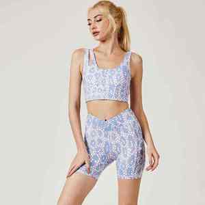 Conjuntos Deportivos para Mujer, 2 Piezas, Top Deportivo con Cierre Cruzado en la Parte Delantera, Pantalones Cortos, Conjuntos para Ejercicio, Gimnasio, Yoga, Fitness, Venta al Por Mayor - Product Image 1