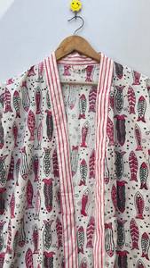 Bata Kimono de Algodón con Estampado Artesanal, Túnica de Playa, Ropa de Estar por Casa Estilo Boho para Mujer - Product Image 3