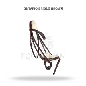 Bridon d'équitation anglais brun taille unique Ontario pour le confort du cheval - Product Image 2
