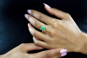 New Green Aventurine Rectangular Shape Prong <b>Set</b> <b>Ring</b> Trendy Gemstone Gold Plated S925 Sterling <b>Silver</b> Wedding Fine <b>Ring</b> Jewelry - Product Image 6