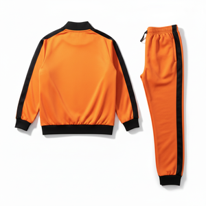 Ensemble de survêtement pour homme en coton épais, deux pièces, avec fermeture éclair contrastée, personnalisé, de luxe, de haute qualité, comprenant un sweat à capuche et un pantalon de survêtement - Product Image 3