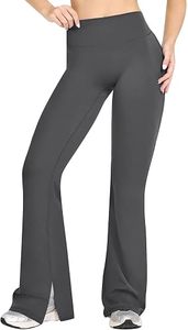 Women's High Waist Flared Yoga <b>Leggings</b> with Phone Pocket Split Hem Bootcut Breathable <b>Seamless</b> Spandex/Polyester Workout Pants - Product Image 4
