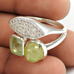 Anillos de Plata de Ley 925 Más Vendidos con Engaste de Bisel y Piedra Preciosa Prehnita para Mujer, Ideales para Bodas y Fiestas, a un Precio Razonable - Product Image 1
