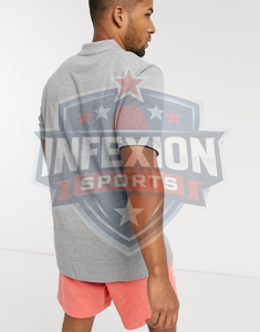 Polo en coton piqué gris à manches courtes pour homme, décontracté, couleur unie, respirant, design tricoté, coupe classique - Product Image 4