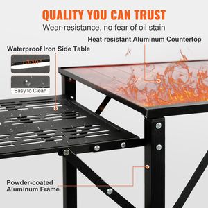 Tavolo da Cucina Moderno in Alluminio per Campeggio con 4 Tavolini Laterali in Ferro, Stazione di Cottura Portatile Monoblocco con Borsa per il Trasporto - Product Image 3