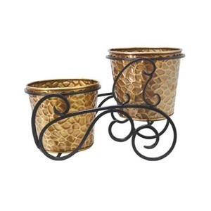 Soporte de Metal Moderno para Macetas con Diseño Minimalista Dorado para Uso en Interiores/Exteriores - Product Image 6