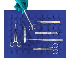 Tapis magnétique de stérilisation en silicone bleu, flexible, antidérapant, autoclavable, réutilisable pour instruments chirurgicaux - Product Image 1