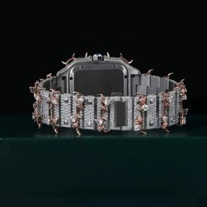 Montre en diamant Moissanite VVS, mouvement automatique, 41 mm, entièrement en or rose et blanc, avec diamants, mouvement ETA - Product Image 3