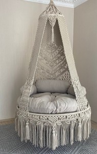 Fauteuil suspendu en macramé Relax Cotton pour patio |   Balançoire pour adultes et enfants pour lire confortablement |   Chaise en macramé pour intérieur - Product Image 2