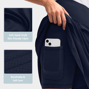 กระโปรงกอล์ฟจีบแบบฮิตปี 2022 สั่งทำชื่อได้ ขายส่ง ป้องกันแสงแดด ระบายอากาศได้ดี ผ้ายืดสแปนเด็กซ์/โพลีเอสเตอร์ กระโปรงเทนนิส - Product Image 4