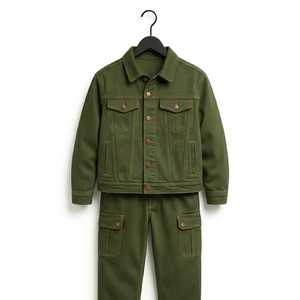 Conjunto de Dos Piezas de Mezclilla para Mujer, Diseño Personalizado, Estilo Vintage, Color Liso, Top Corto, Corte Regular, Color Azul - Product Image 3