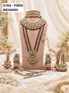 <b>Bridal</b> <b>Jewelry</b> <b>Set</b> Crystal Beaded CZ Choker Long Necklace Jhumka Earrings Pasa Mang Tika Nath Wedding Full Dulhan <b>Set</b> Wholesaler - Product Image 4