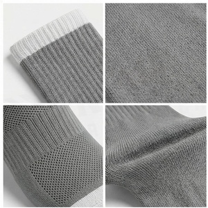 Crew <b>Socks</b> Gray Breathable Running <b>Socks</b> for Adults Summer Season Spandex <b>Polyester</b> Knitted Style - Product Image 4