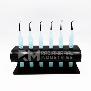 Pince à épiler de précision antistatique en acier inoxydable japonais, revêtement poudré bleu bébé, nouvelle version professionnelle RMI, pour extensions de cils, modèle diamant - Product Image 3