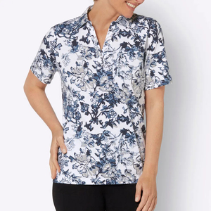 <b>Women</b> Short Sleeve <b>Polo</b> Collar Shirt Solid Color Button Up Cotton Breathable Knitted Top Casual Summer 2026 - Product Image 1