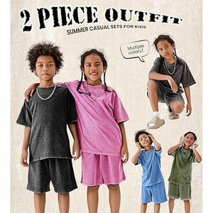 Men's Summer Streetwear Acid Wash Cotton T-Shirt Shorts Set Custom Heat Transfer Printing Breathable Knitted Two-Piece Outfit - Product Image 5