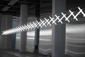 Long Twelve <b>Tube</b> X Shape Chrome Stainless Steel PMMA Pendant Chandelier for Lobby Gallery - Product Image 2