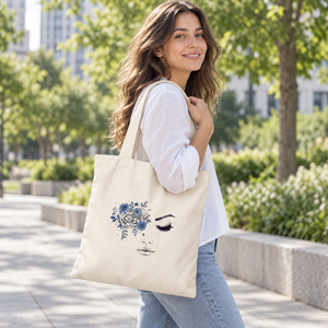 Bolsa de Tela de Algodón Natural de 150 GSM, 38x42cm, con Estampado de Rostro Abstracto, para Compras, con Logotipo Personalizado, Venta al Por Mayor, OEM, Marca Privada, Ecológica, B2B, UE - Product Image 3