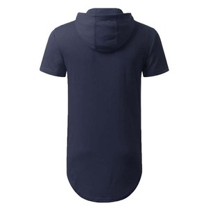 Camiseta de Manga Corta con Capucha para Hombre, Color Azul Marino, Estilo Informal, con Cordón Ajustable, para Verano - Product Image 2