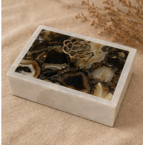 MARBLE Cremation Urn Keepsake <b>Box</b> Leaf Knob <b>Memorial</b> Ashes Container for Home Display - Product Image 3
