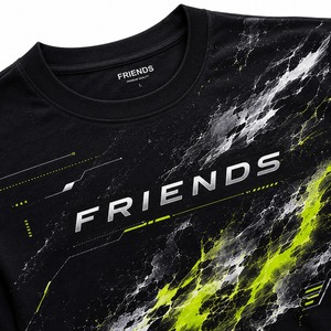 Camiseta de Manga Corta para Hombre, Negra y Verde, con Logotipo Frontal, Transpirable, Estilo Urbano, Cuello Redondo, Tejido de Algodón - Product Image 2