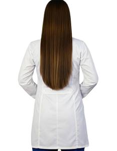 Blouse de laboratoire blanche tissée pour femme avec stéthoscope, uniforme d'hôpital, blouse de médecin, 3 poches, fermeture à boutons-pression - Product Image 3