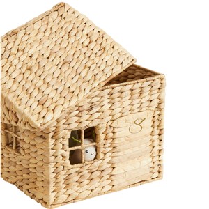 House Water Hyacinth Toy Basket with Lid Woven Kids Storage <b>Box</b> Decorative Dollhouse <b>Hamper</b> - Product Image 2