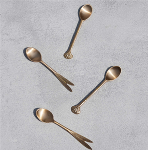 Lot de 4 cuillères en laiton à manche court pour cadeaux, cuillères à glace, prix de gros - Product Image 1