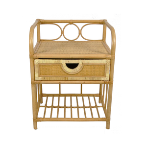 Wholesale Rattan Bedside Table Lamp Bohemian Vibes <b>Night</b> <b>Stand</b> Bedside Table Made from Vietnamese Artisans - Product Image 1