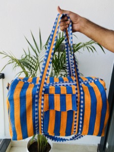 Sac de voyage pour femme en coton imprimé à la main, style bohème, matelassé, de luxe, de haute qualité, écologique, portable et léger - Product Image 3