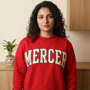 Mercer Women's Red Crew Neck Wholesale Black Greek Apparel Mock Neck <b>Sweatshirt</b> Custom <b>Embroidery</b> For Collegiate Greek - Product Image 3