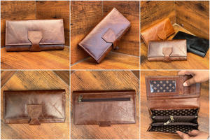 New Full Grain Leather RFID Blocking Long Purse Genuine Leather Wallet Large Capacity <b>Card</b> <b>Holder</b> Zipper Wallets for Women's - Product Image 3