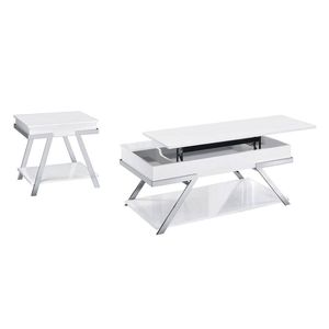 Tavolino Consolle in Stile Contemporaneo Bianco Lucido con Struttura Cromata, Arredamento Elegante per Soggiorno - Product Image 6