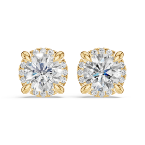 Rose Gold 18k Gold Plated Moissanite <b>Stud</b> <b>Earrings</b> Round Brilliant Cut Claw Setting Flower Design Women's Wedding Jewelry Luxury - Product Image 5