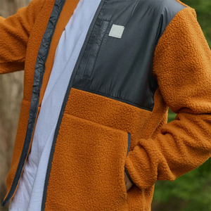 Veste polaire pour adulte, style streetwear, fermeture éclair, couleur orange, veste polaire unisexe, fermeture éclair, style streetwear, veste polaire pour l'automne - Product Image 2