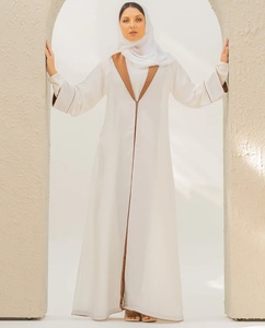 Daily Wear Womens Modest Coat Style Saudi Nida Full Covered Maxi Abaya Prayer Wear Hijab Niqab Polyester High Neck Handmade - Product Image 4