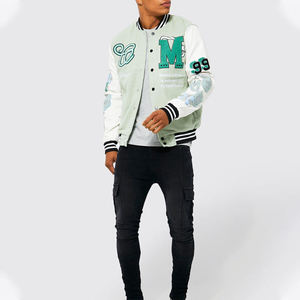 เสื้อแจ็คเก็ตวาร์ซิตี้บุรุษคุณภาพสูงปักลายตามสั่ง แขนหนัง โลโก้ด้านหน้า ระบายอากาศได้ดีและแห้งเร็ว - Product Image 5