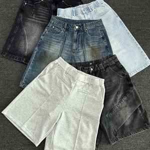 Pantalones Cortos Bermuda de Mezclilla Lavada para Hombre, Cintura Media, Cierre de Botones, Estilo Casual, Algodón Tejido, Color Sólido, Transpirables, Estilo Urbano - Product Image 3