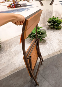 Modern <b>Foldable</b> Outdoor <b>Garden</b> <b>Table</b> Set with 2 Chairs Wood and Steel Frame for Patio Use - Product Image 3