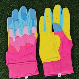 Custom Baseball Batting <b>Gloves</b> Full Finger Dripping Print Non-Slip Synthetic Material Right-Handed Hook And Loop Closure Unisex - Product Image 2