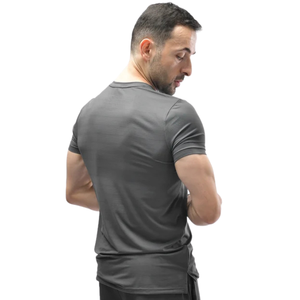Men's Custom <b>Grey</b> Athletic Performance <b>T</b>-<b>Shirt</b> Lightweight Breathable Stretch Quick Dry Training Gym Sports Tee OEM Activewear - Product Image 2