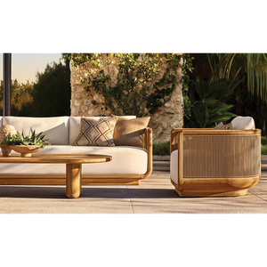 Sillón de Exterior Moderno y Elegante, de Madera de Teca Sólida con Panel Lateral de Cuerda Tejida, Cojín Grueso y Suave, Muebles de Jardín y Resort de Primera Calidad - Product Image 5