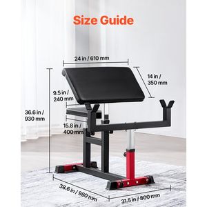 Banc de musculation Preacher Curl pour la maison, équipement de gym avec une capacité de charge maximale de 440 LBS, idéal pour l'entraînement des biceps assis, des bras isolés, avec barre et haltères - Product Image 2
