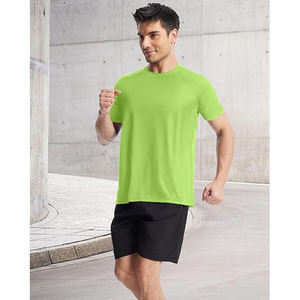 Camiseta Deportiva de Manga Corta para Hombre, Color Verde Lima, de Secado Rápido, Poliéster, para Fitness - Product Image 3