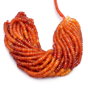 AAA+ Red Carnelian 5mm-6mm Heishi Smooth Beads Natural Orange Carnelian Semiprecious Gemstone Coin Disc <b>Spacer</b> Beads For Jewelry - Product Image 3