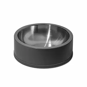 Stainless steel black anti-skid pet bowls for pet milk water and food, black and silver dog and cat bowl with the rubber in base