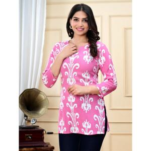 Kurta Casual para Mujer de Aarti Fashion, Tejido de Tela, Manga Tres Cuartos, Cuello Redondo, Diseño Estampado, Transpirable, Estilo Simple para Uso Diario - Product Image 4